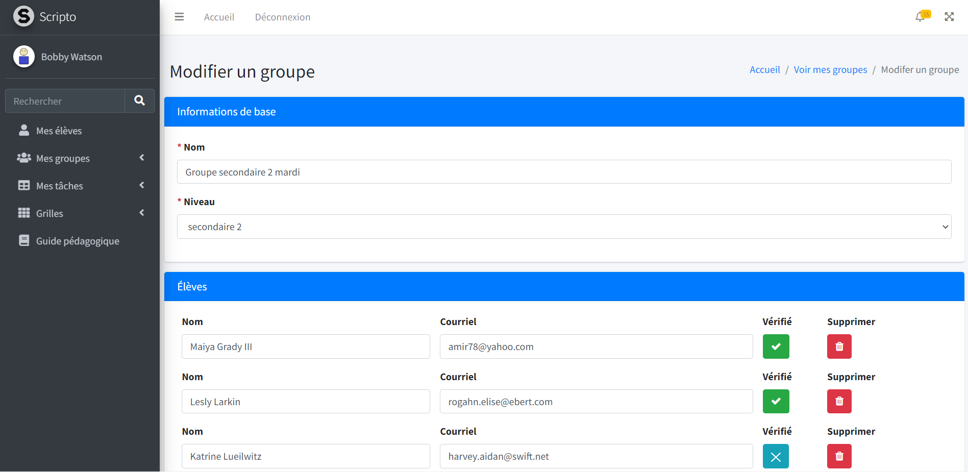 Création et gestion de groupes pédagogiques sur Scripto