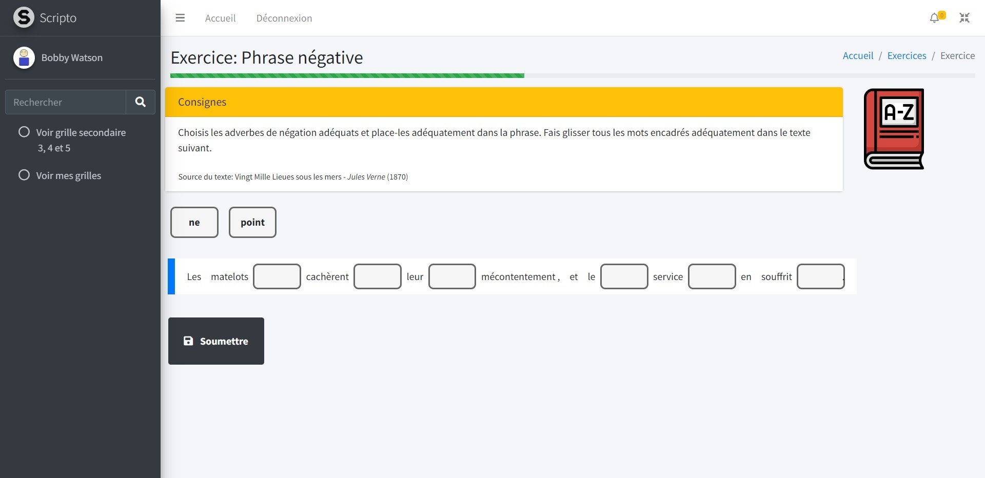 Séries d'exercices ciblés générés par Scripto pour renforcer les compétences